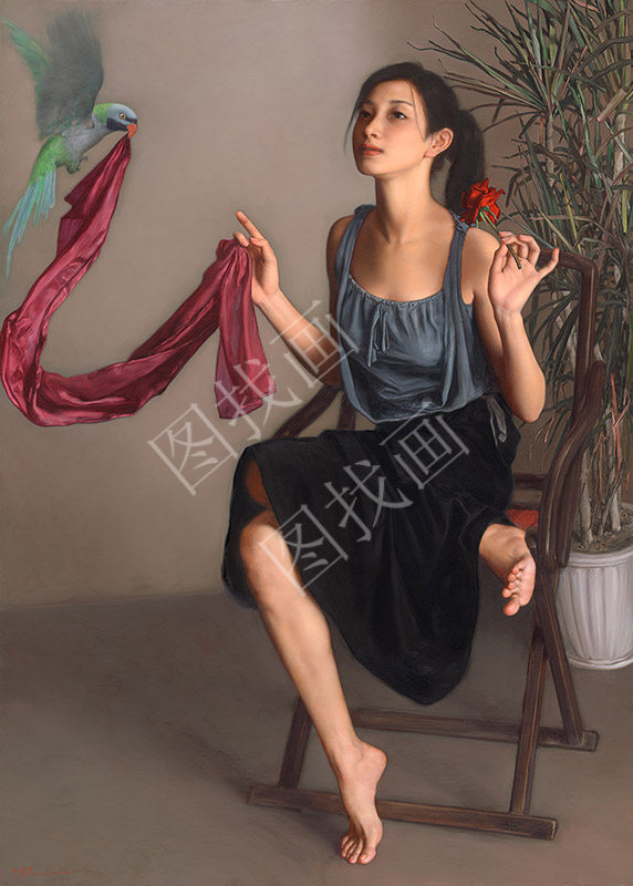近现代 李贵君 温情 70x100cm